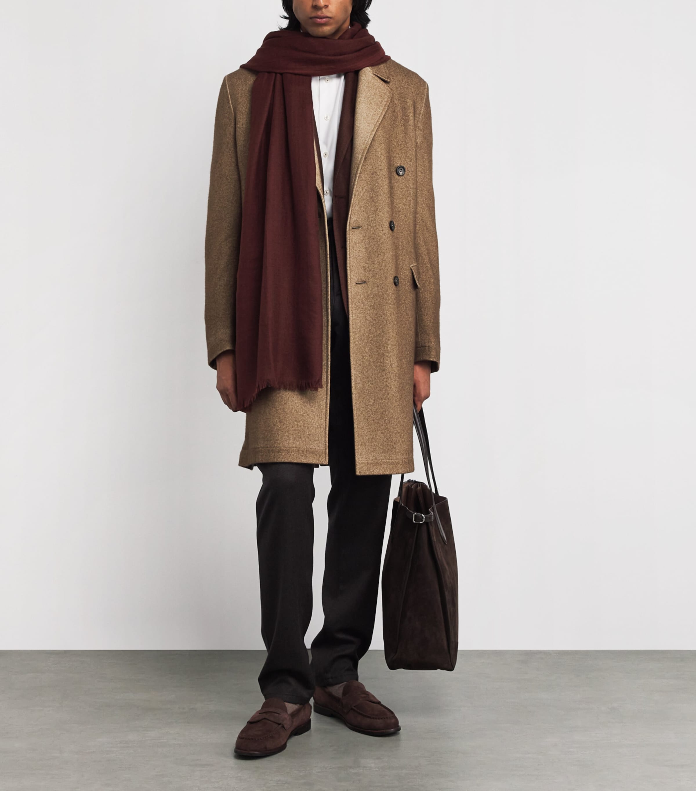 Brown Cashmere-Silk Overcoat