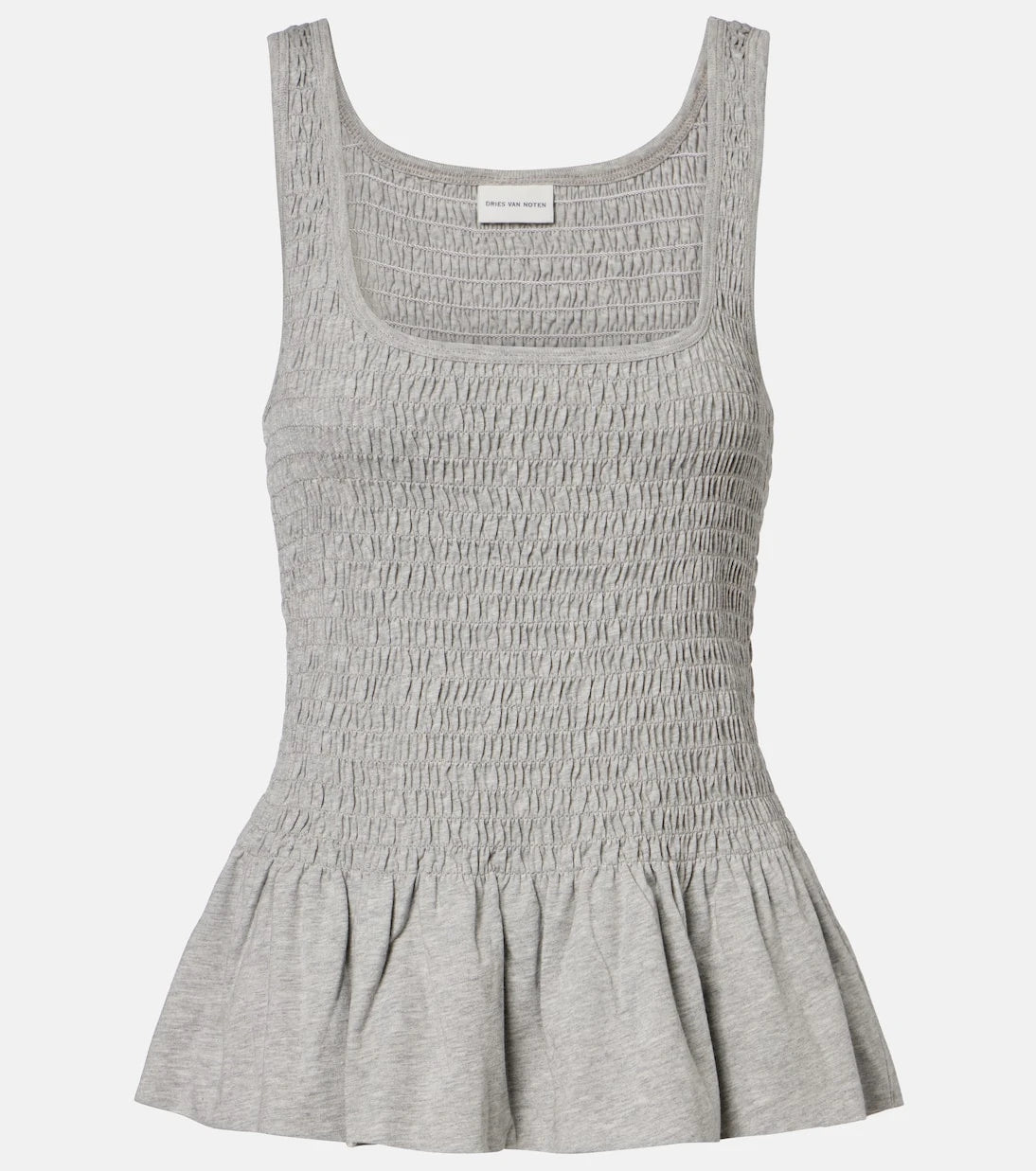 Dries Van Noten - Smocked cotton peplum top