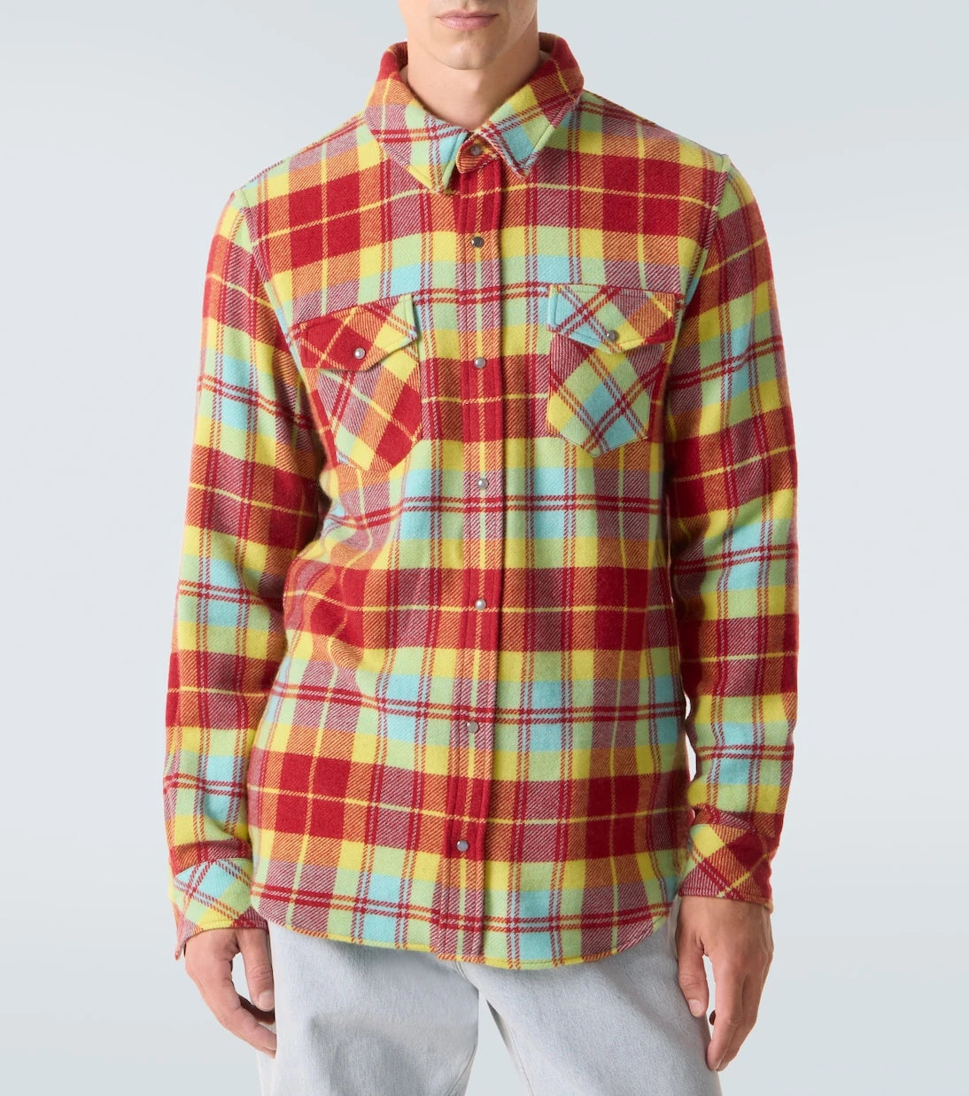 God's True Cashmere - Plaid cashmere shirt with labradorite