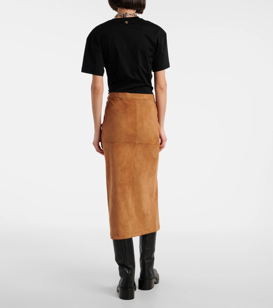 Rabanne - Ruched suede midi skirt
