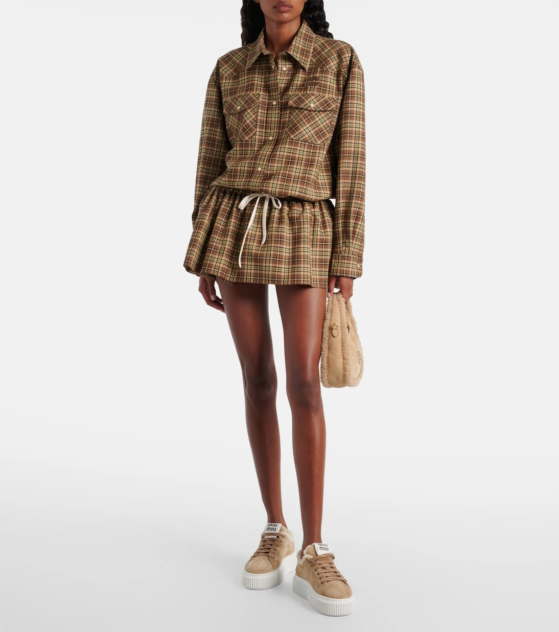Miu Miu - Shearling-lined suede platform sneakers