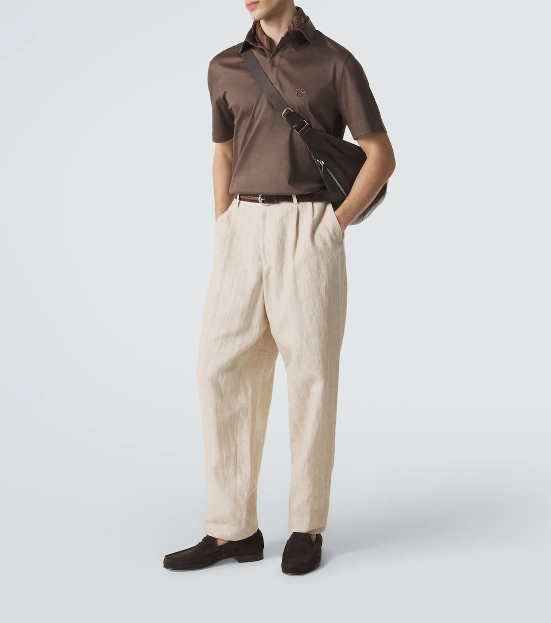 Giorgio Armani - Pinstripe linen wide-leg pants