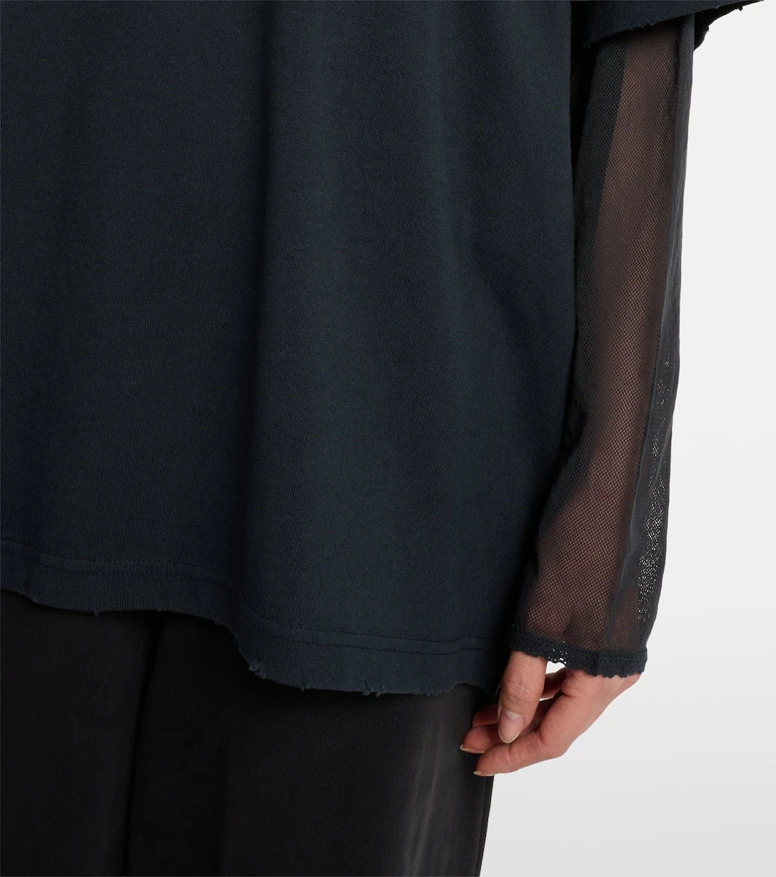 Acne Studios - تي شيرت بطبقات من جيرسيه القطن والشبك