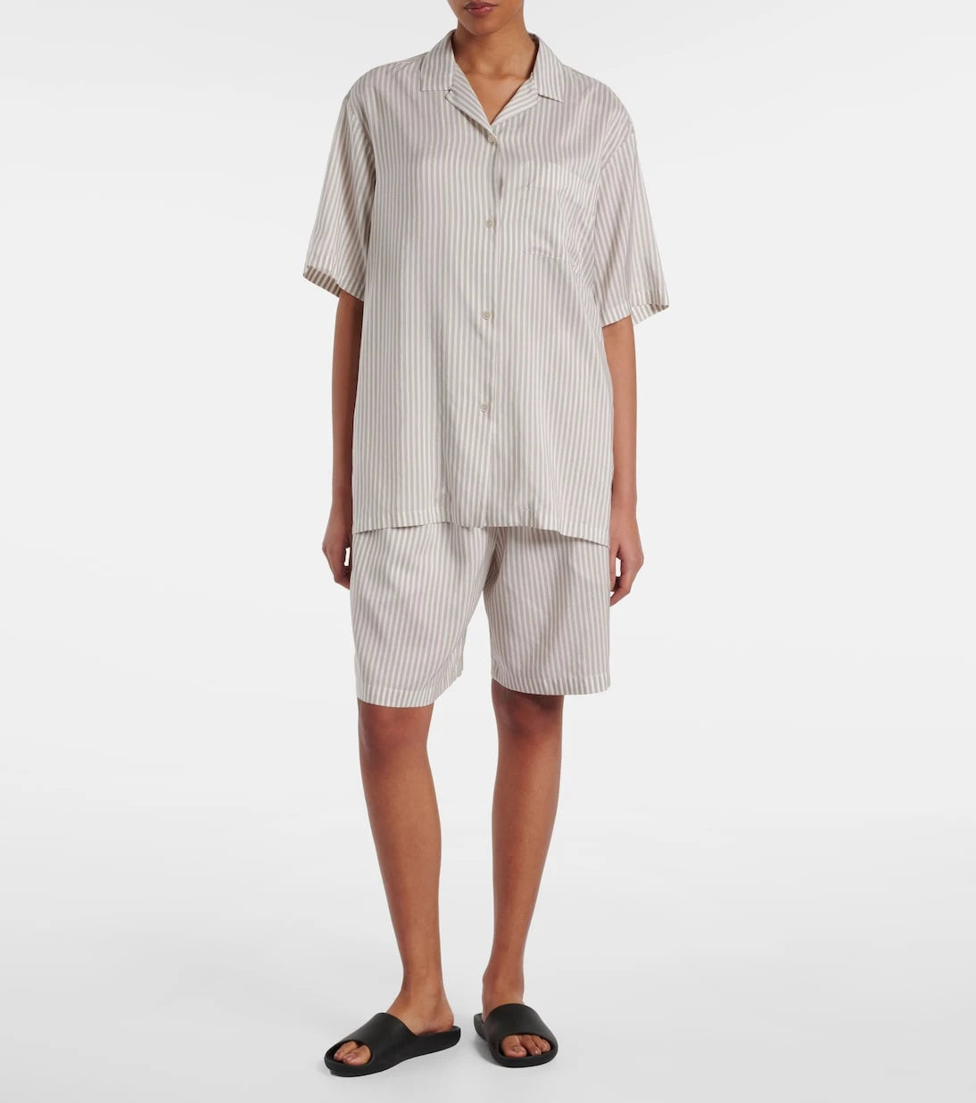 The Row - Zinnia striped silk shorts