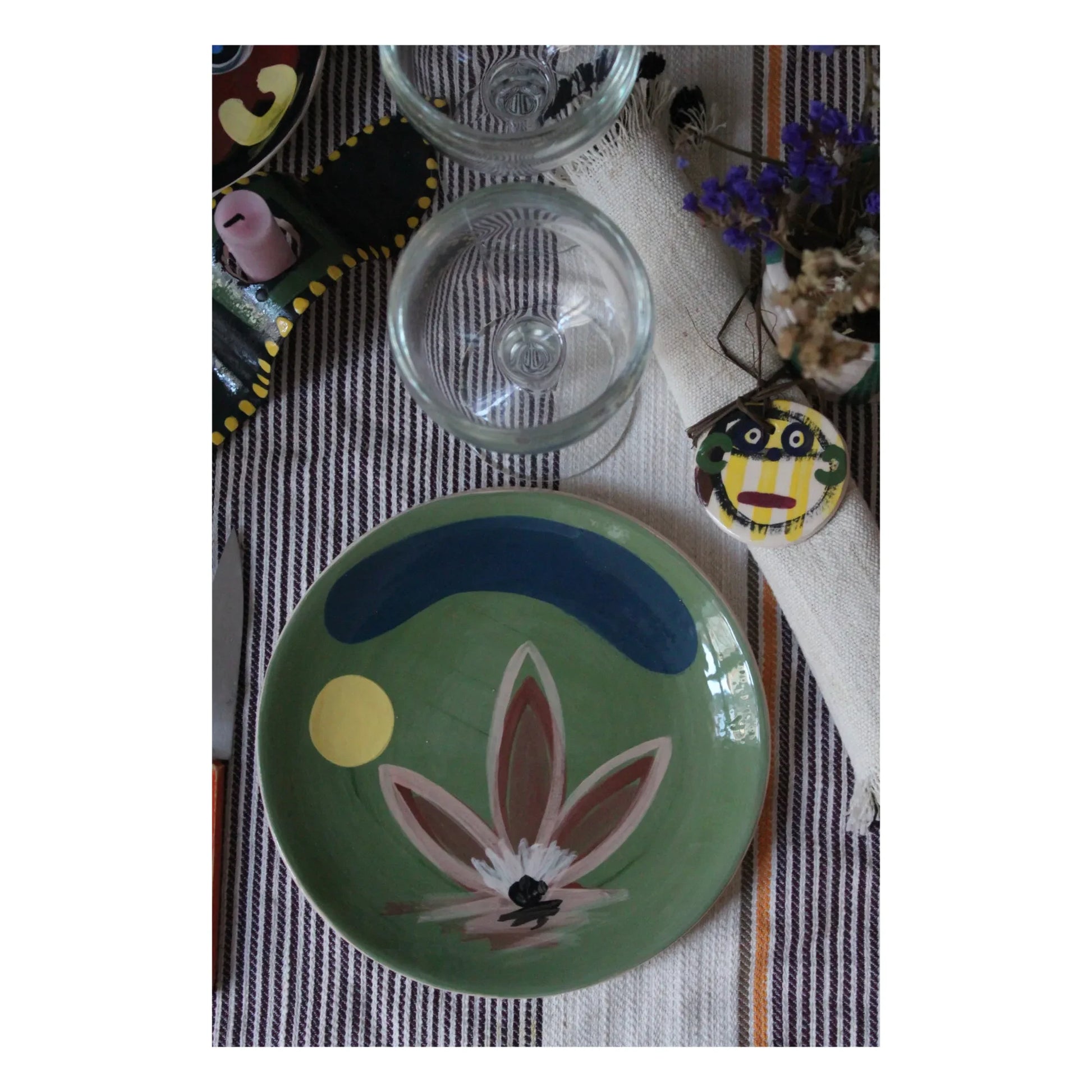 HOMERE - Daphné Flower Ceramic Plate | Green