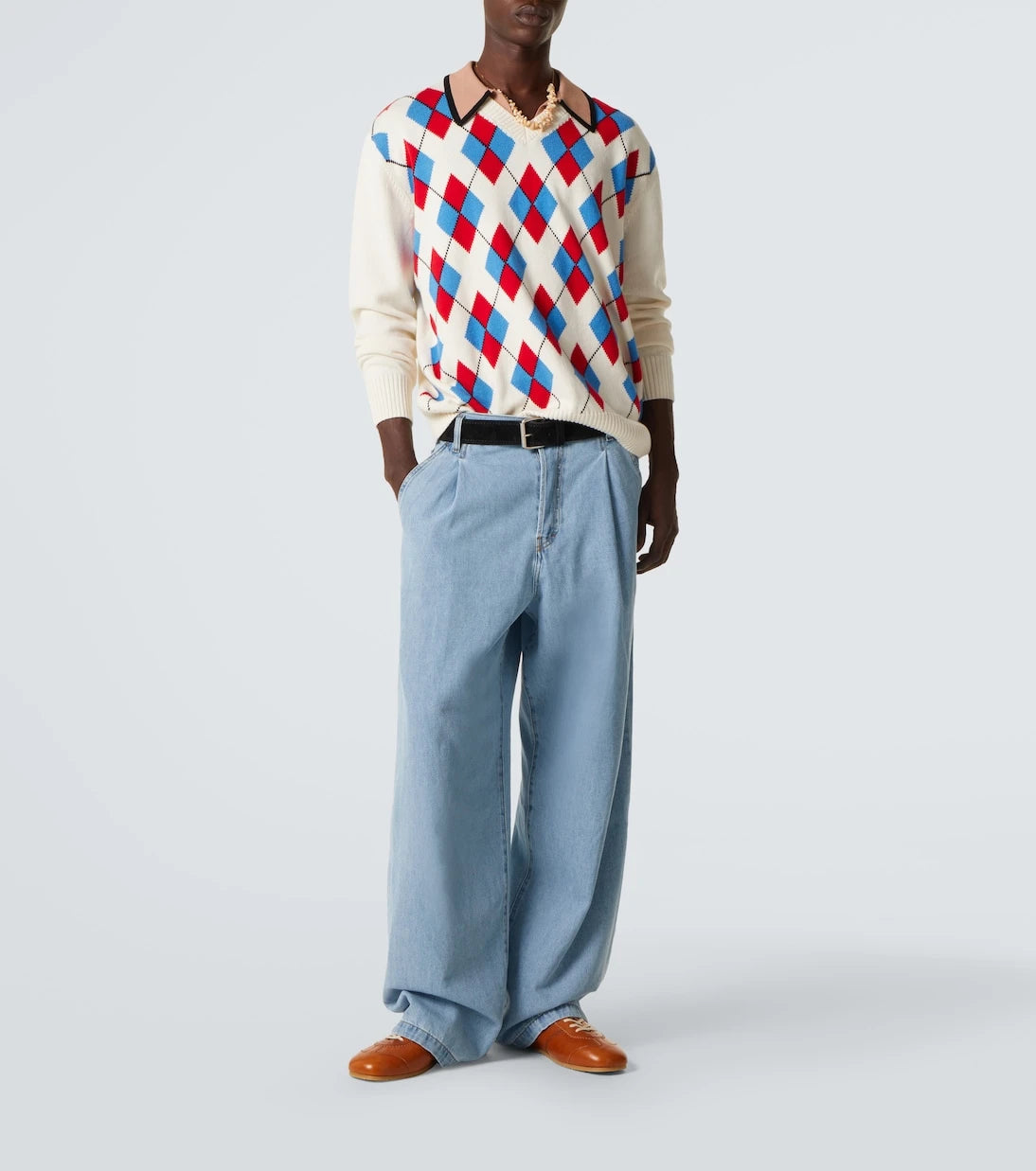 Dries Van Noten - Argyle cotton-blend polo sweater