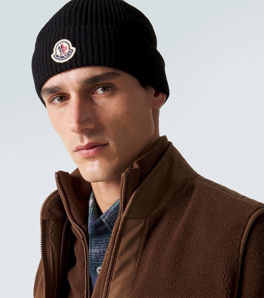 Moncler - قبعة بيني من القطن المحبوك والمضلع طراز Archivio