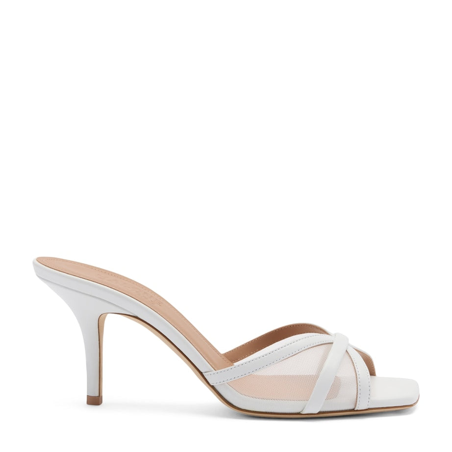Malone Souliers White Mesh Perla Heeled Sandals 70