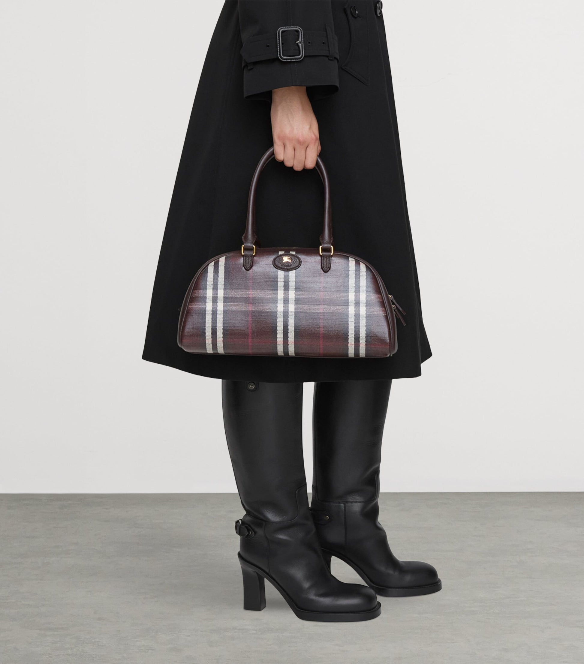 Burberry Brown Medium Check Highlands Top-Handle Bag