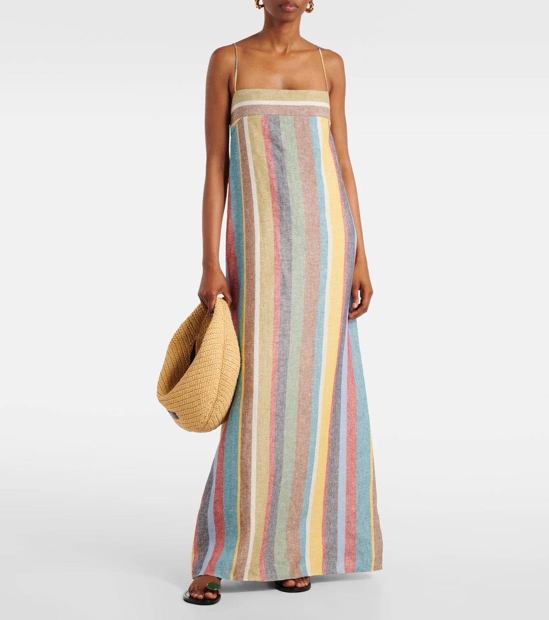 Staud - Laura striped linen maxi dress