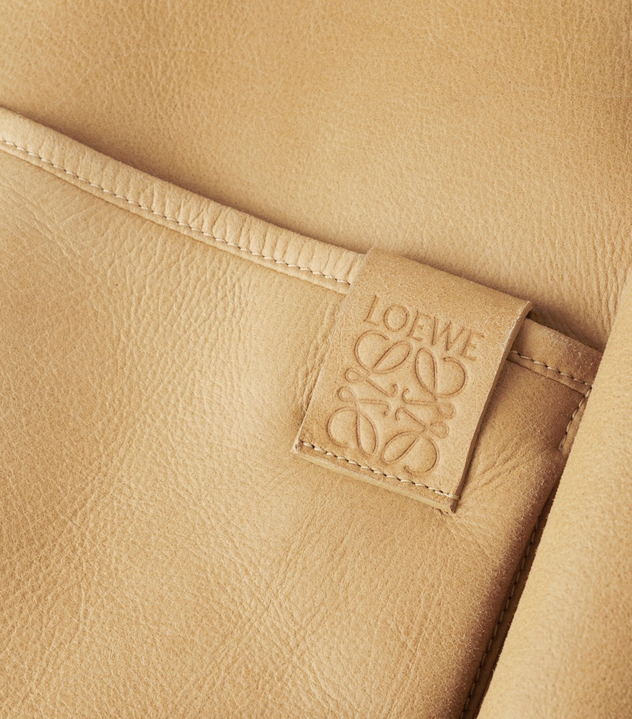 White Shearling-Trim Leather Jacket