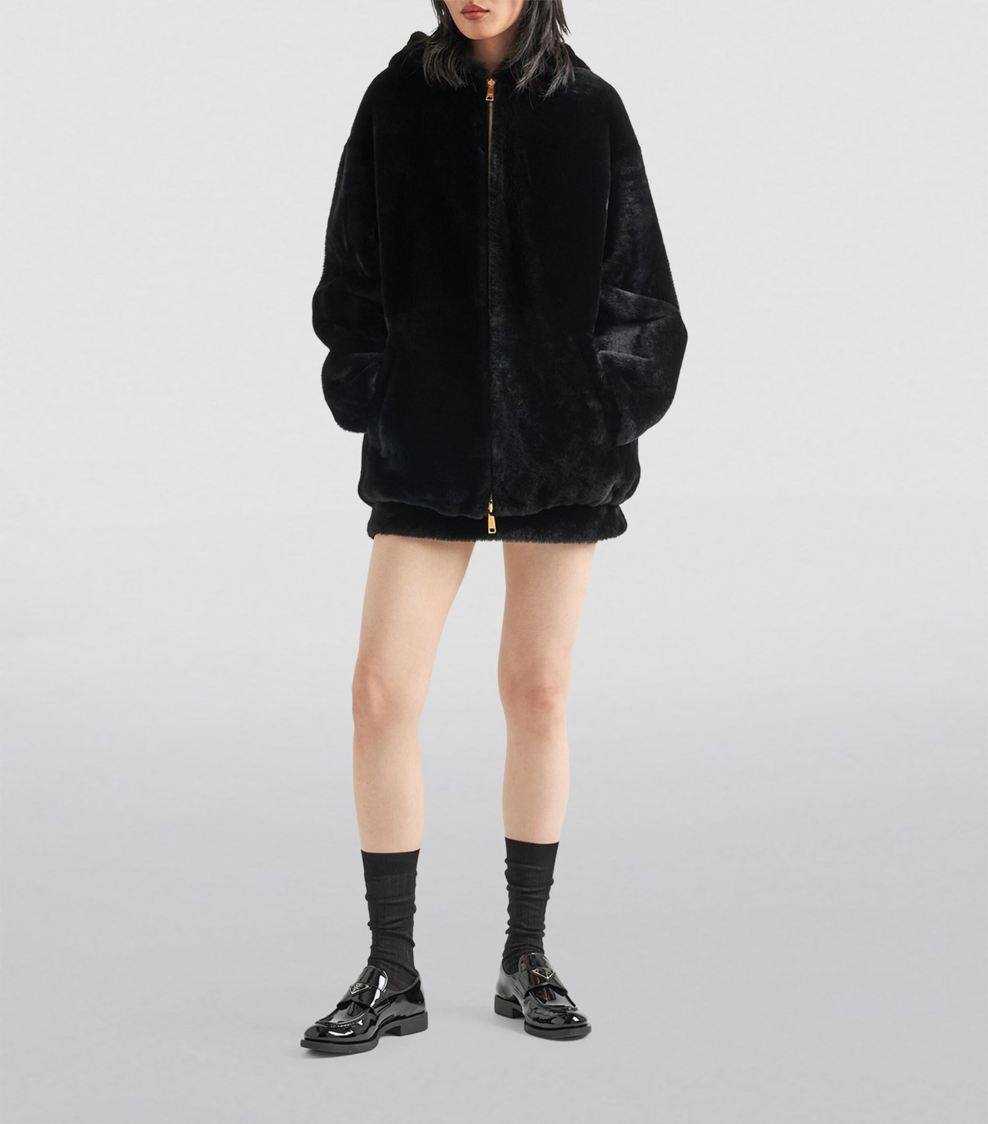 Prada Black Shearling Reversible Jacket