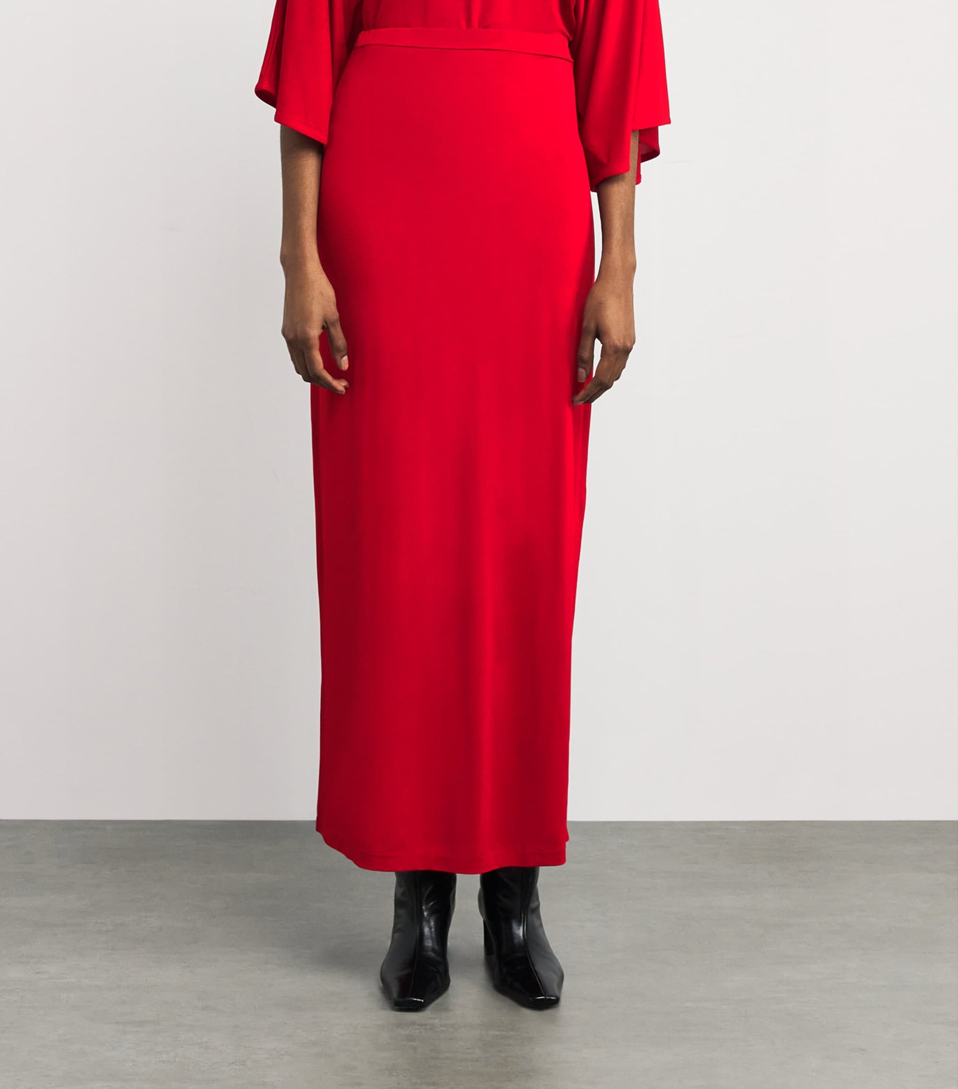 House Of Dagmar Red Jersey Maxi Skirt