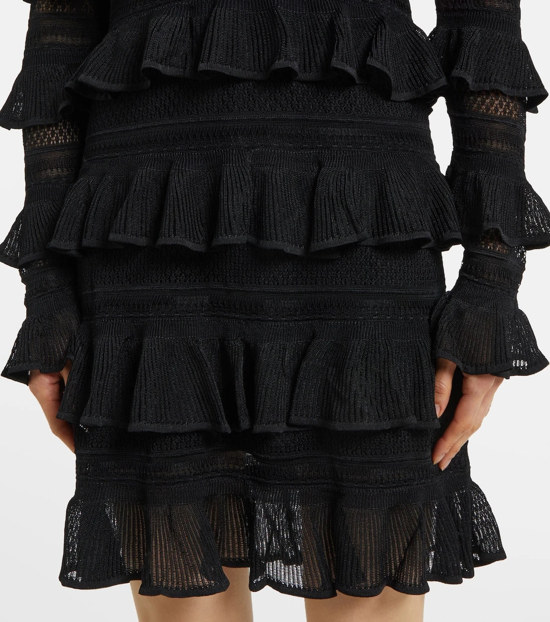 Zimmermann - Crush High Neck Frilled knitted minidress