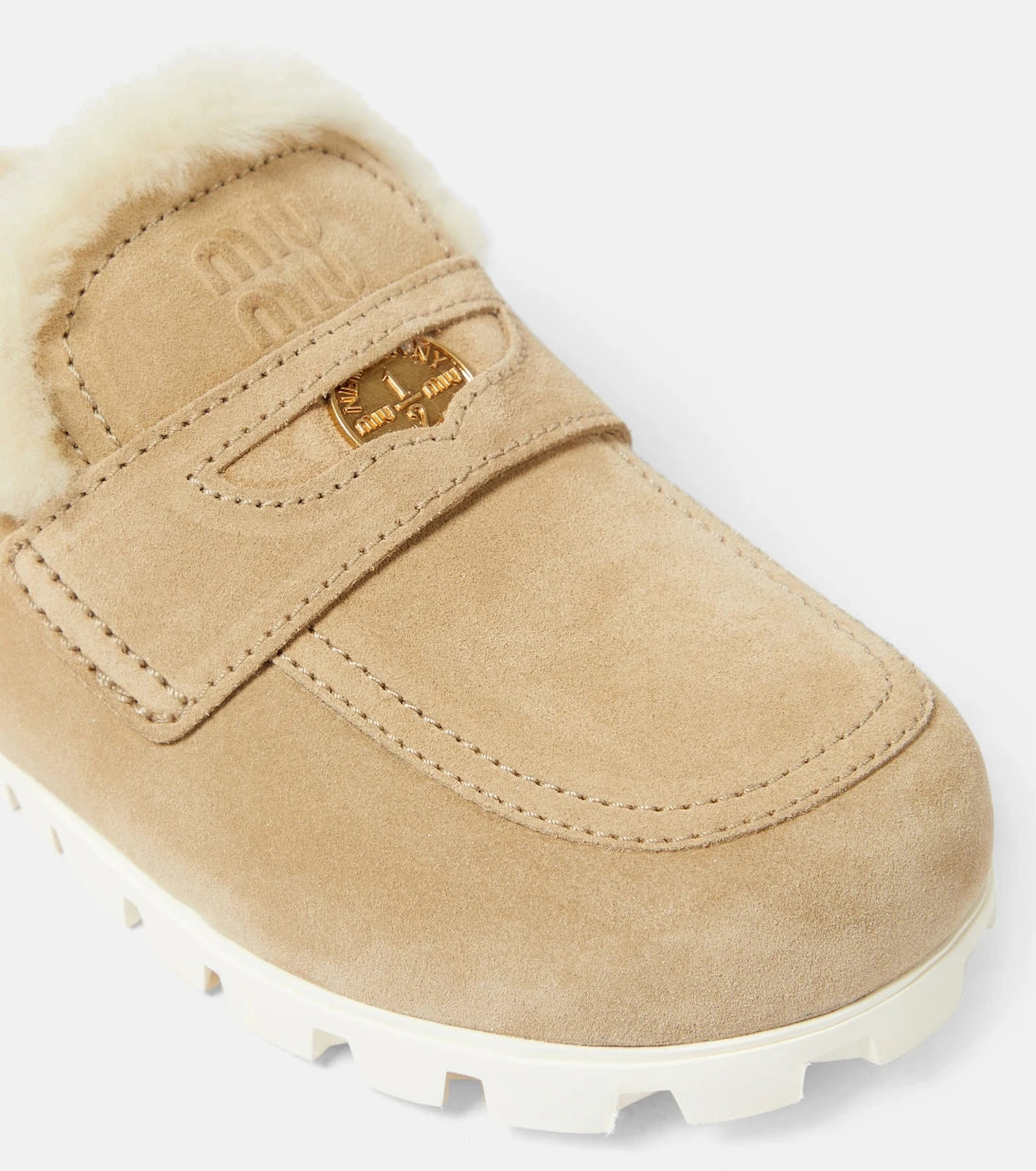 Miu Miu - Shearling-lined suede slippers
