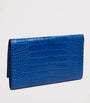 Blue Leather Croc-Embossed Marshall Travel Wallet