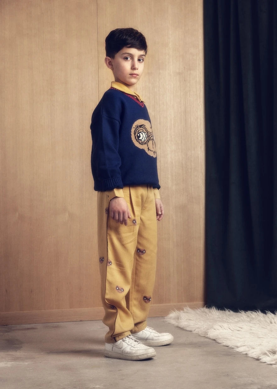 Mini Rodini - x E.T. intarsia cotton sweater