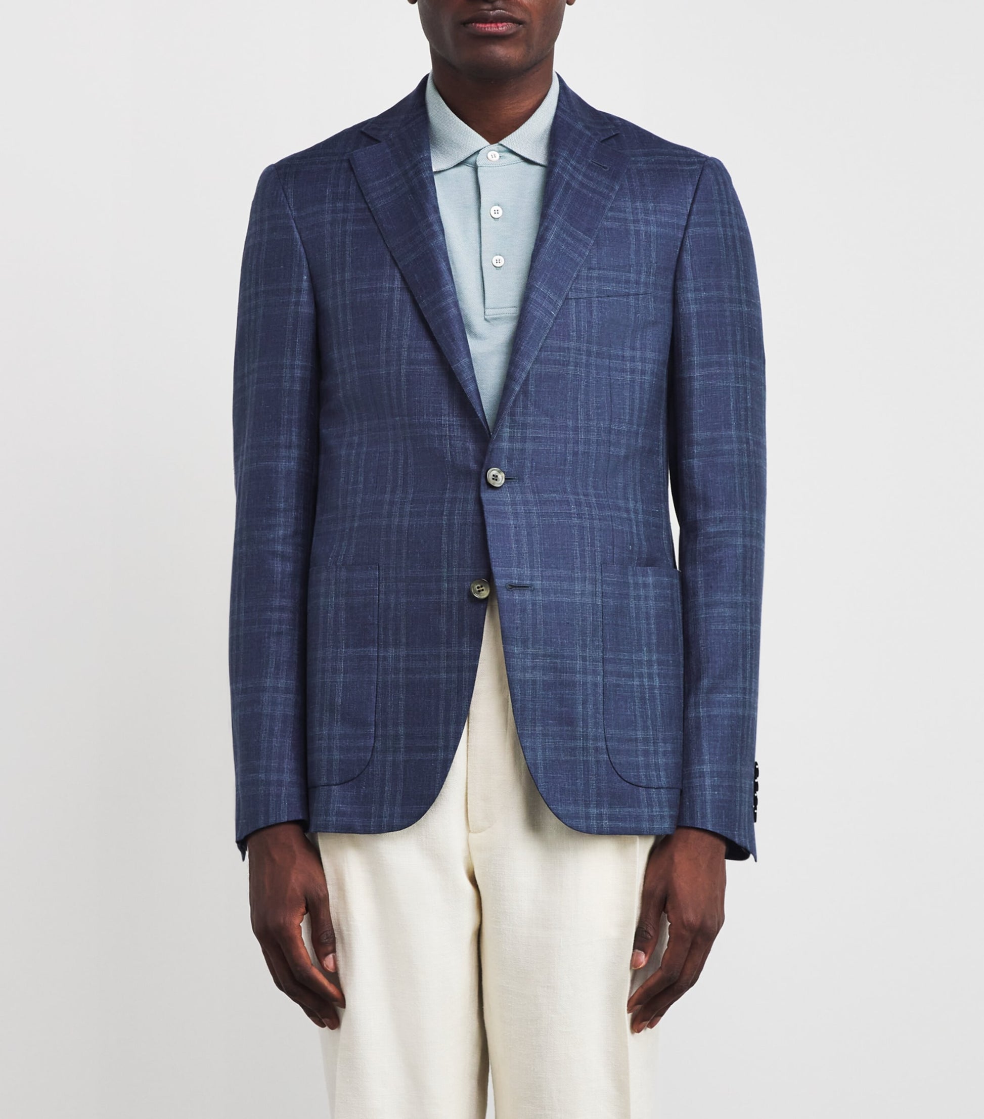 Canali Navy Wool-Silk-Linen Kei Blazer