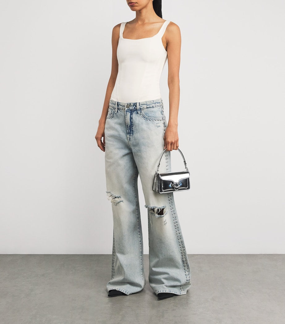 Good American White Scuba Corset Bodysuit