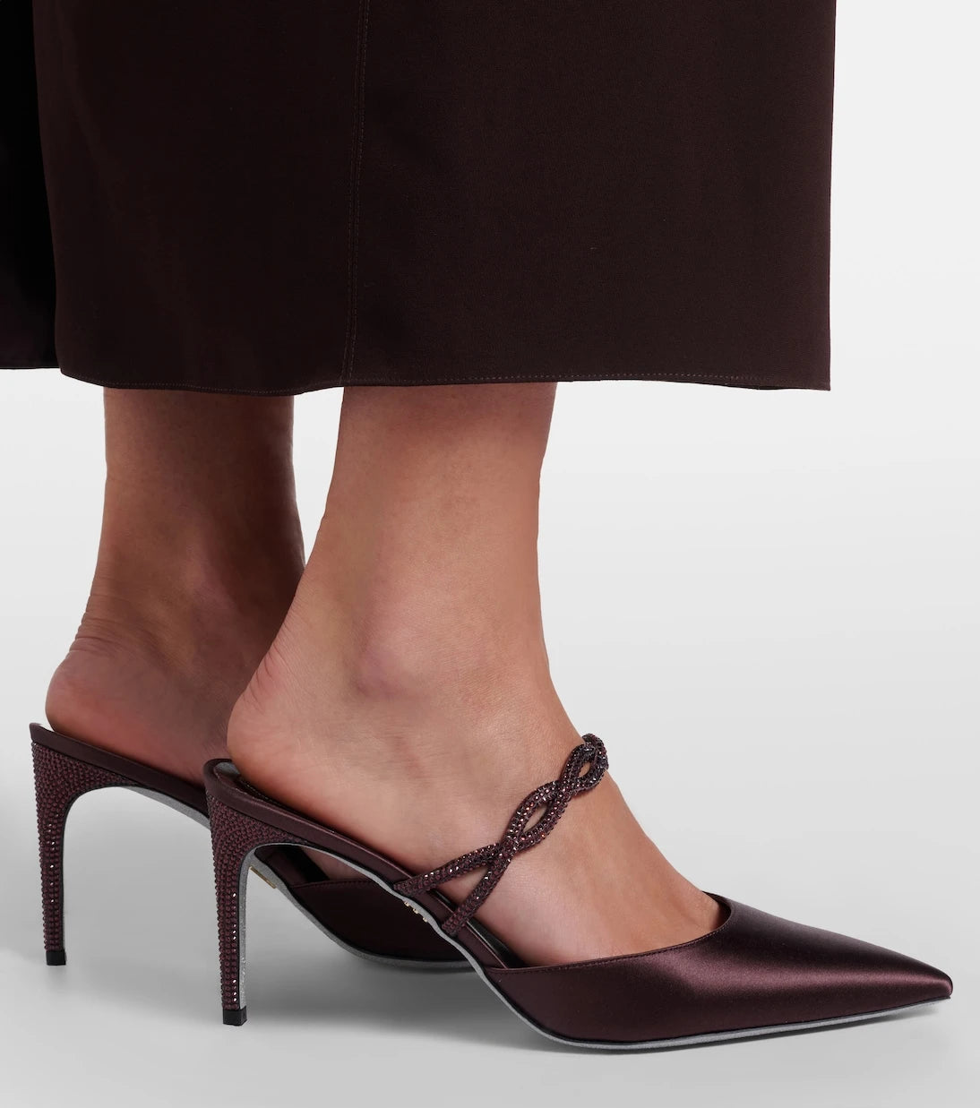 Rene Caovilla - Crystal-embellished satin mules