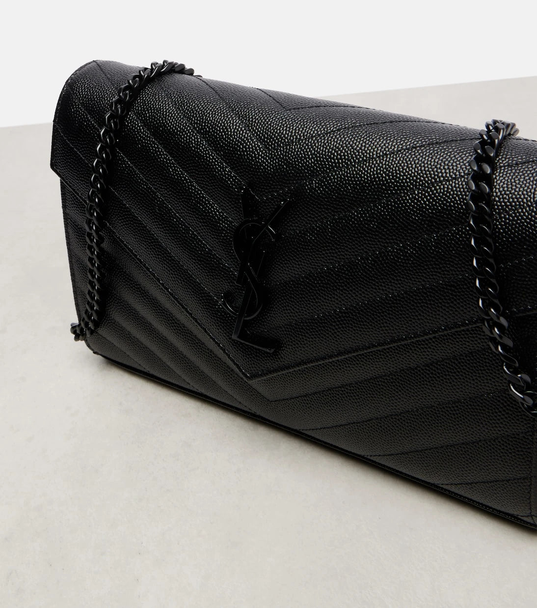 Saint Laurent - Cassandre matelassé leather wallet on chain
