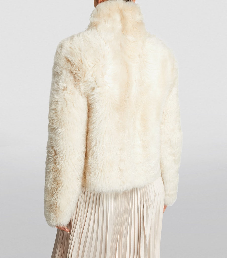 Yves Salomon White Reversible Shearling Jacket