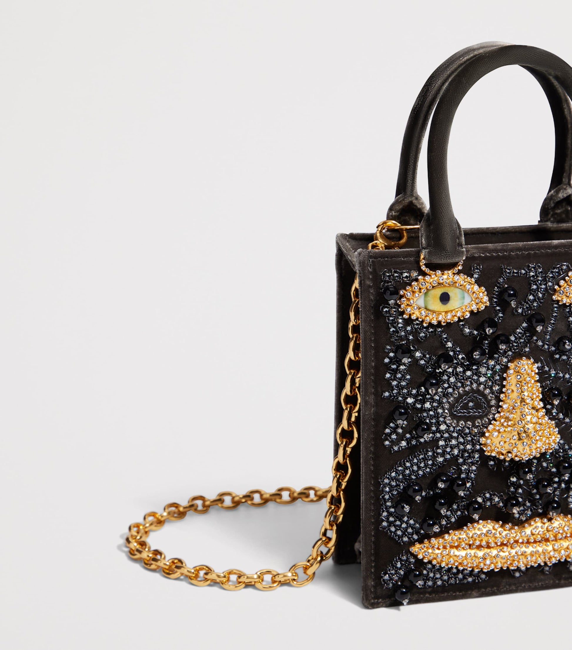 Mini Velvet Face Top-Handle Bag