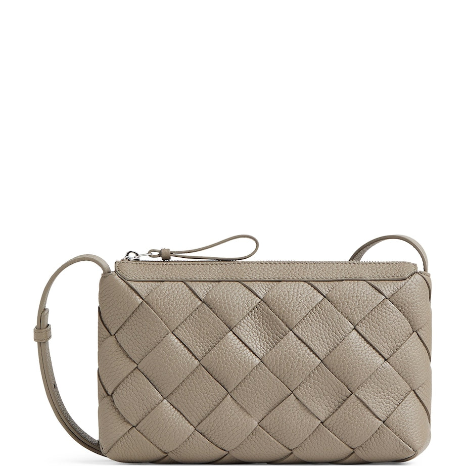 Small Leather Zipped Diago Messenger Bag