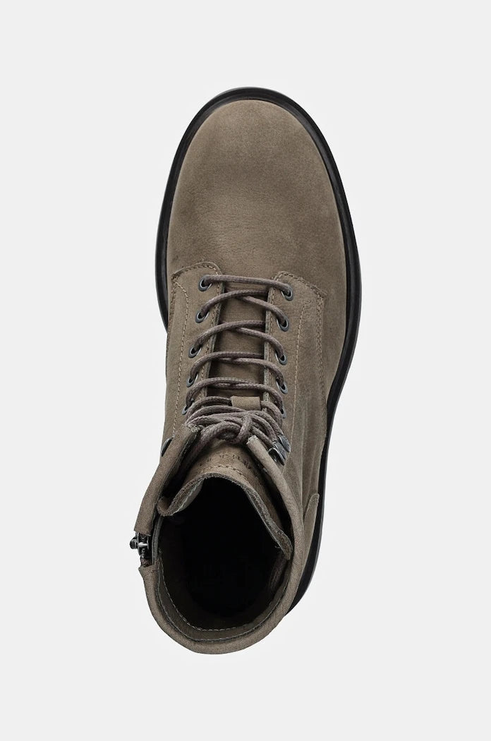 Велурени обувки Calvin Klein LACE UP BOOT W/ ZIP SUEDE