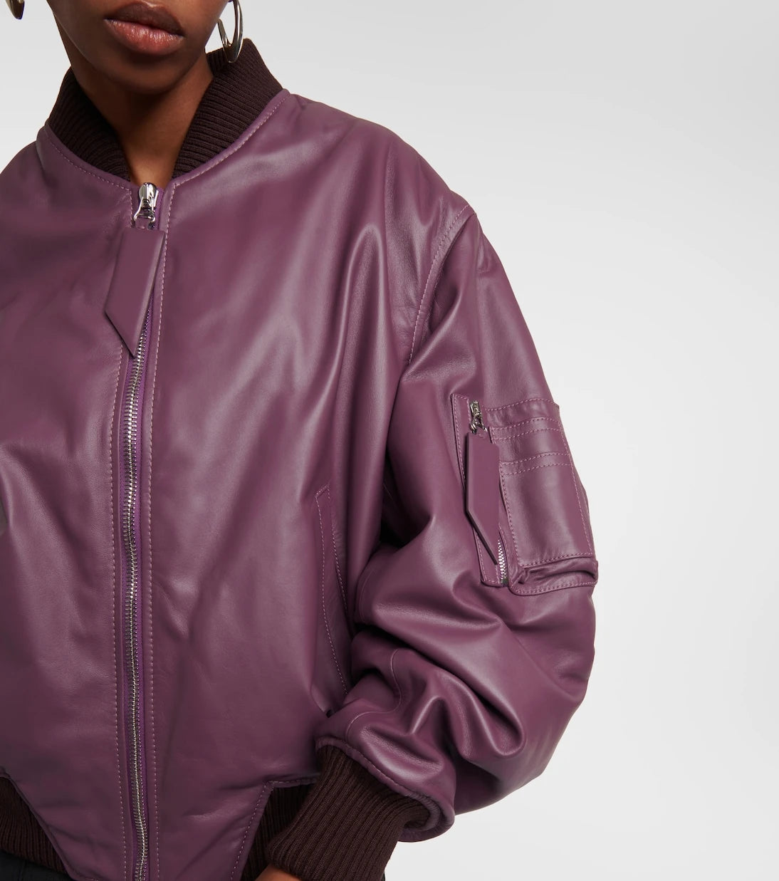 The Attico - Anja leather bomber jacket