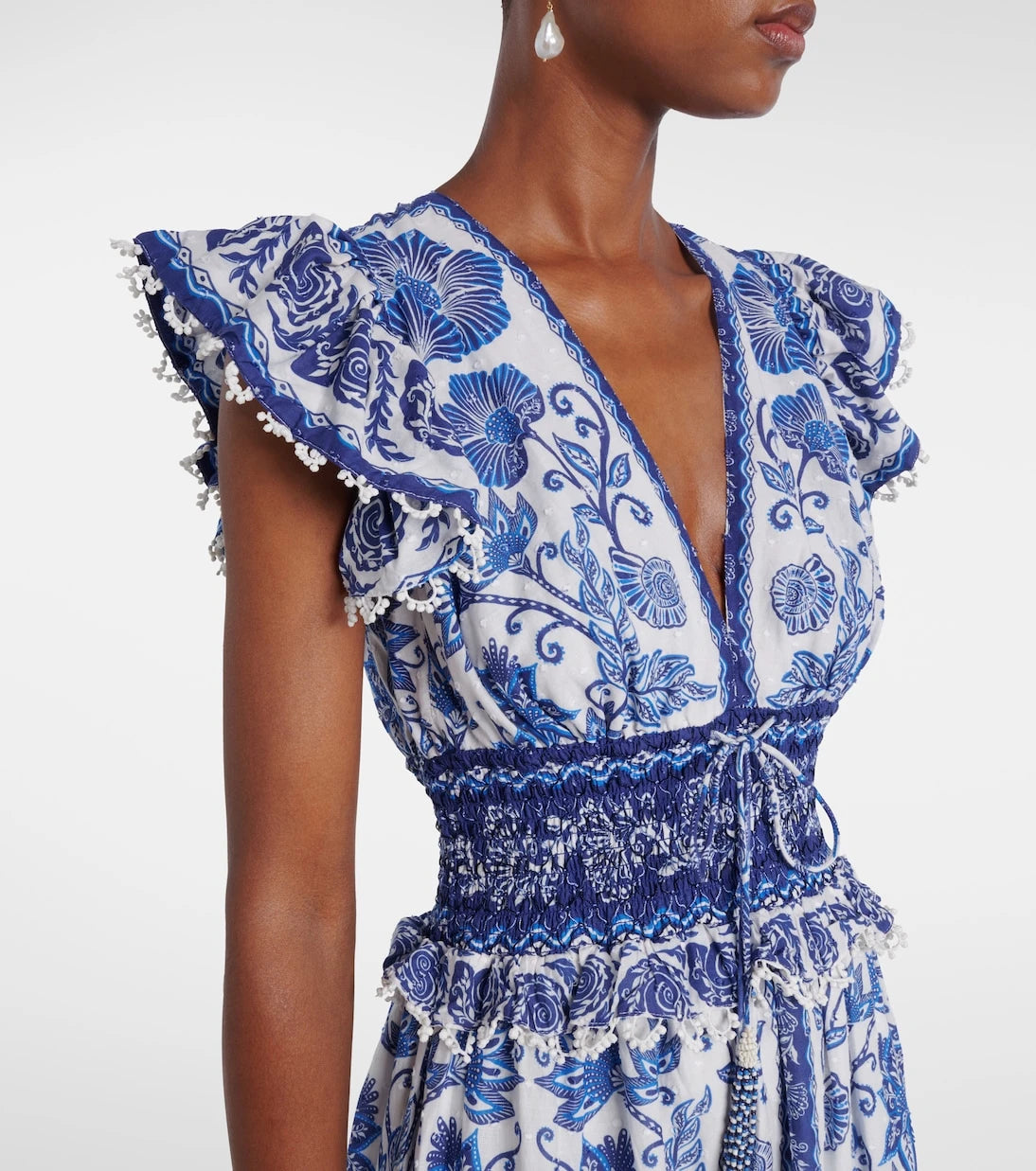 Farm Rio - Floral tiered cotton maxi dress