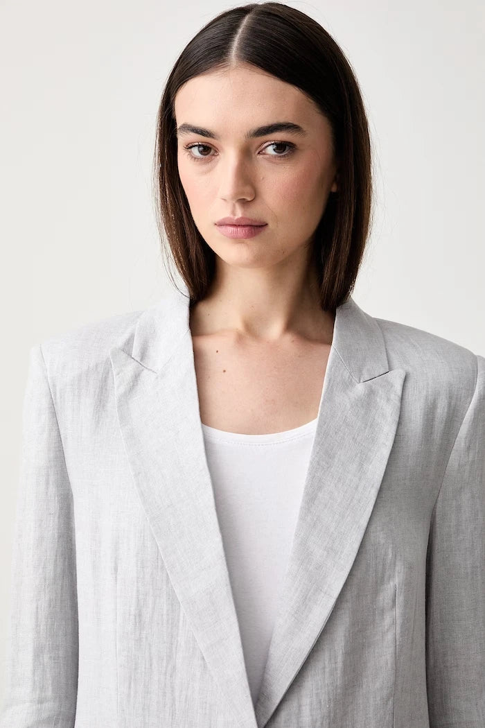 ViCOLO tek sıra düğmeli kadın keten blazer