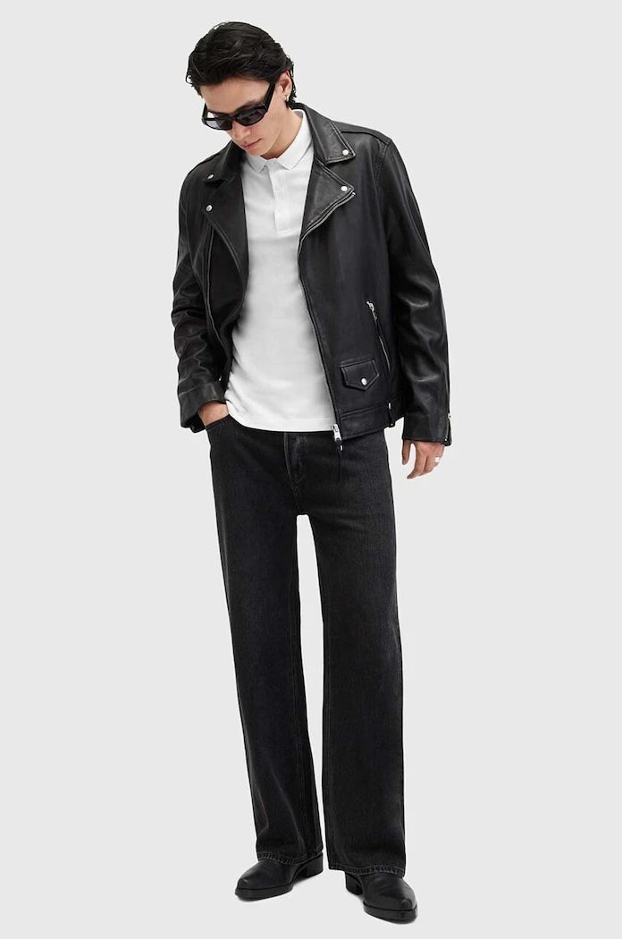 AllSaints тениска с яка мъжка памучна