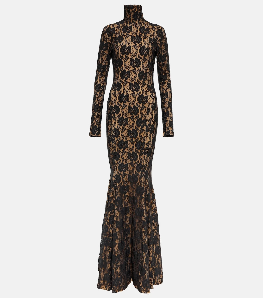 Norma Kamali - Fishtail lace-overlay gown