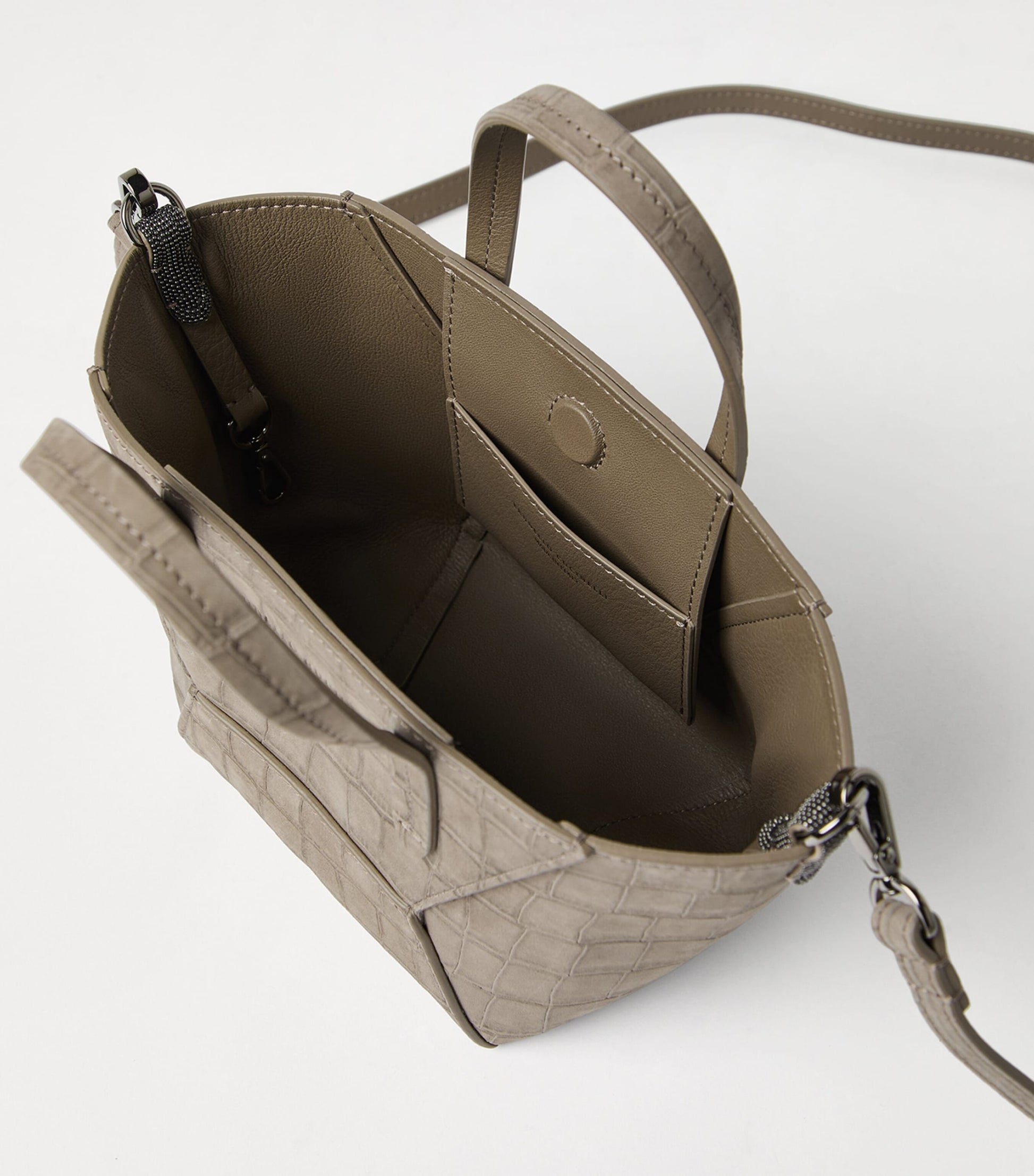 Croc-Embossed Leather Duo Mini Bag