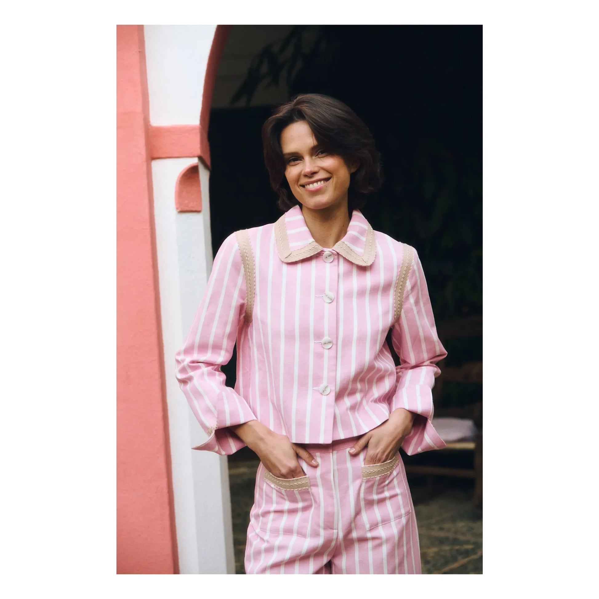Maria de la Orden - Clover Cotton Stripes Jacket | Pink