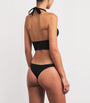 Black Ring-Gathered Crocodile Bikini