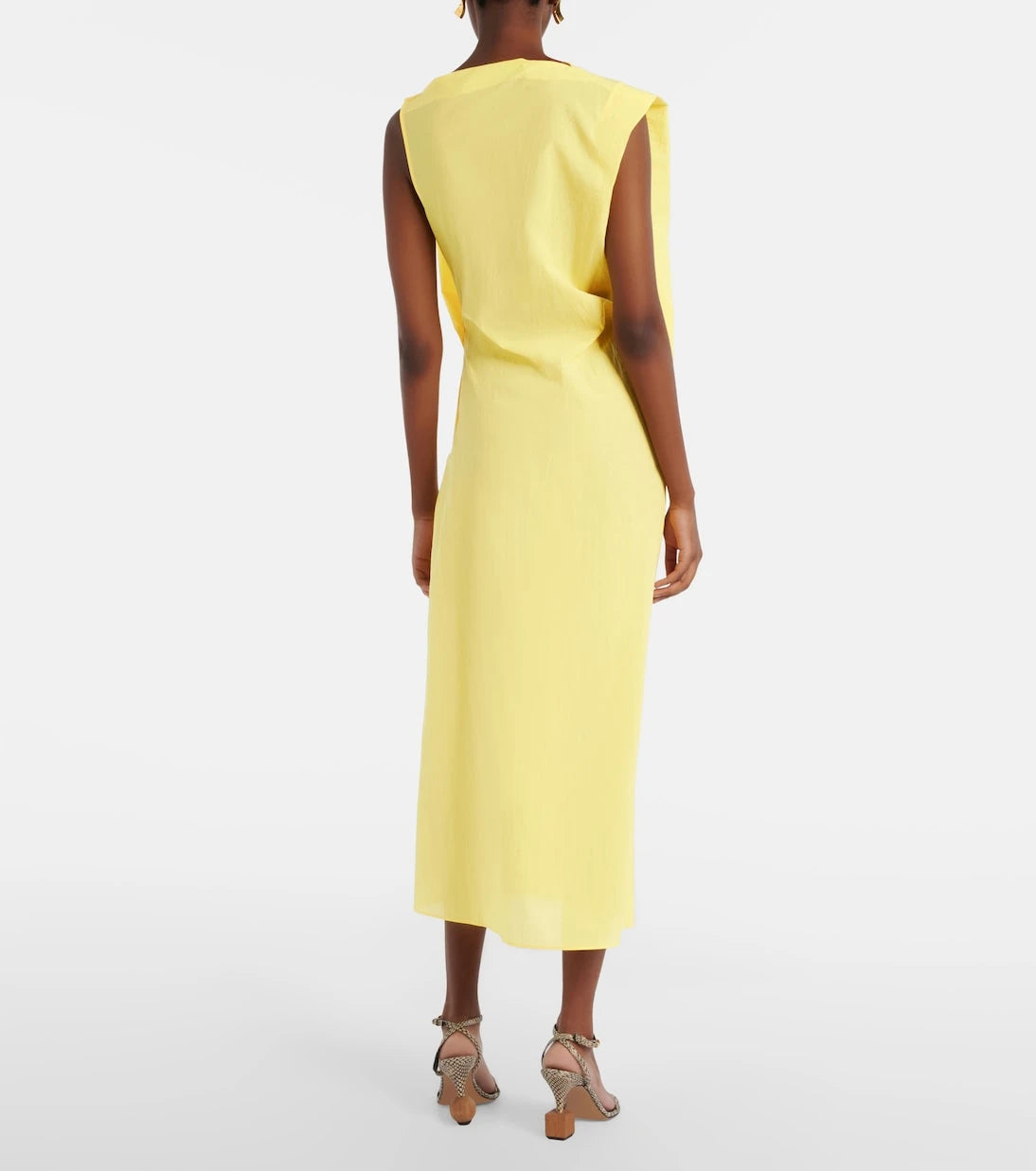 Jacquemus - فستان ميدي دراب من البوبلين المخلوط بالقطن
