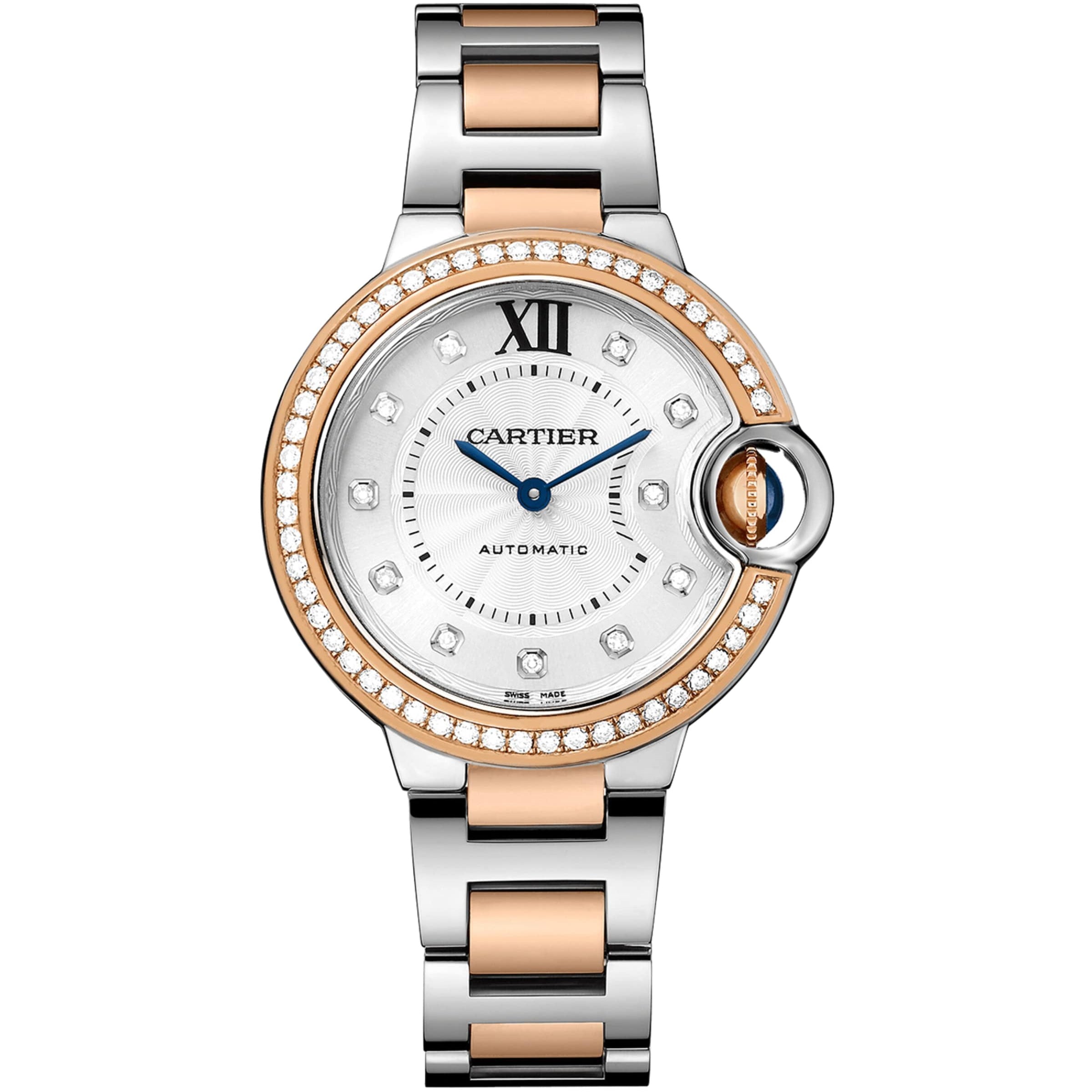Cartier Rose Gold, Stainless Steel and Diamond Ballon Bleu de Cartier Watch 33mm