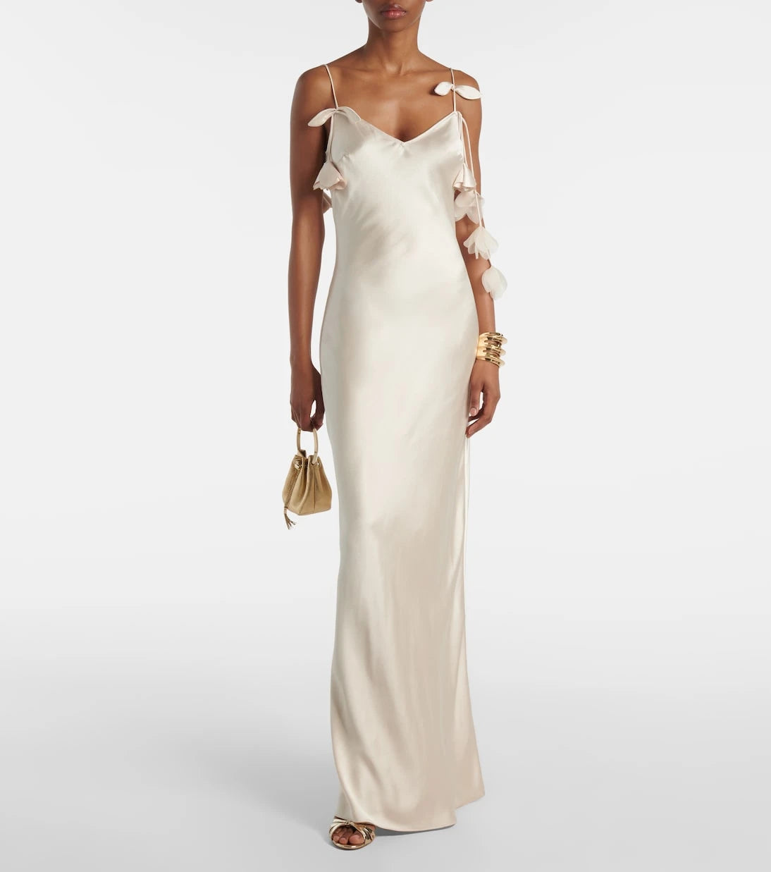 Self-Portrait - Bridal floral-appliqué satin gown