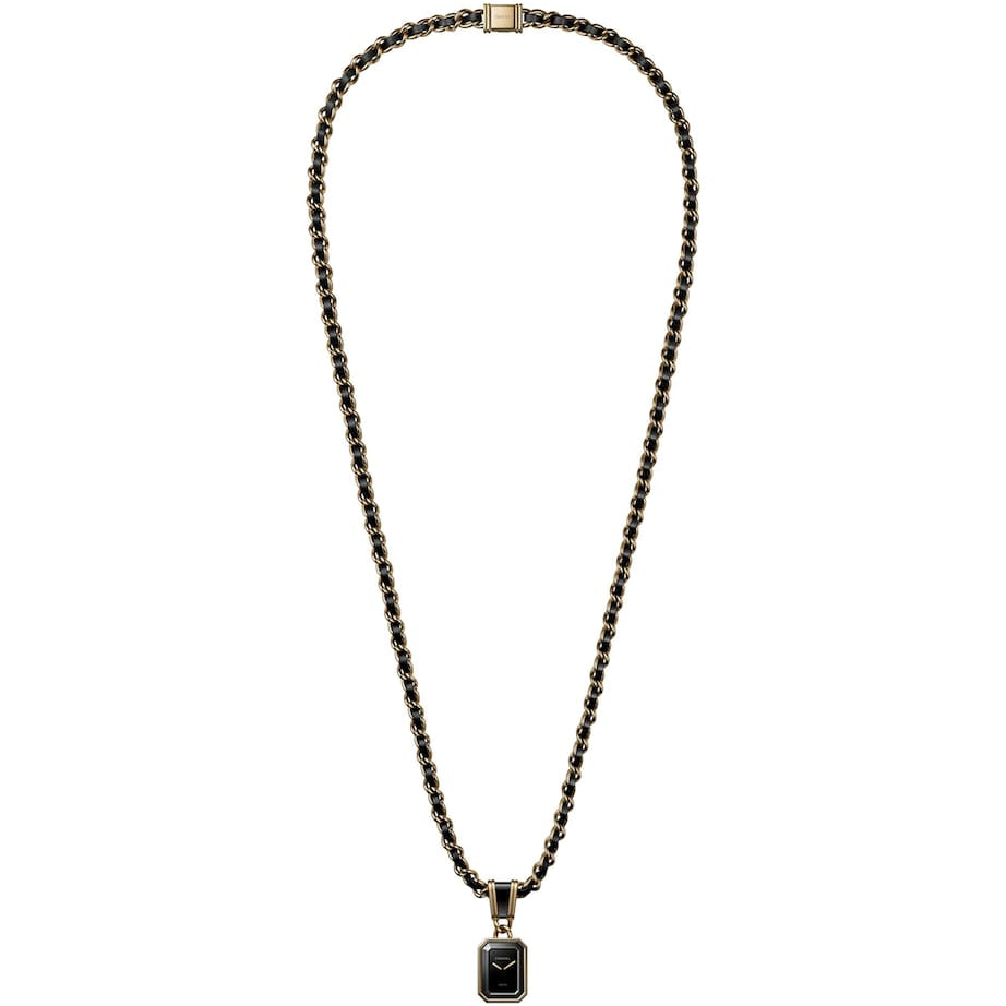 CHANEL Yellow Gold and Leather Première Iconic Chain Necklace Watch 26.1mm