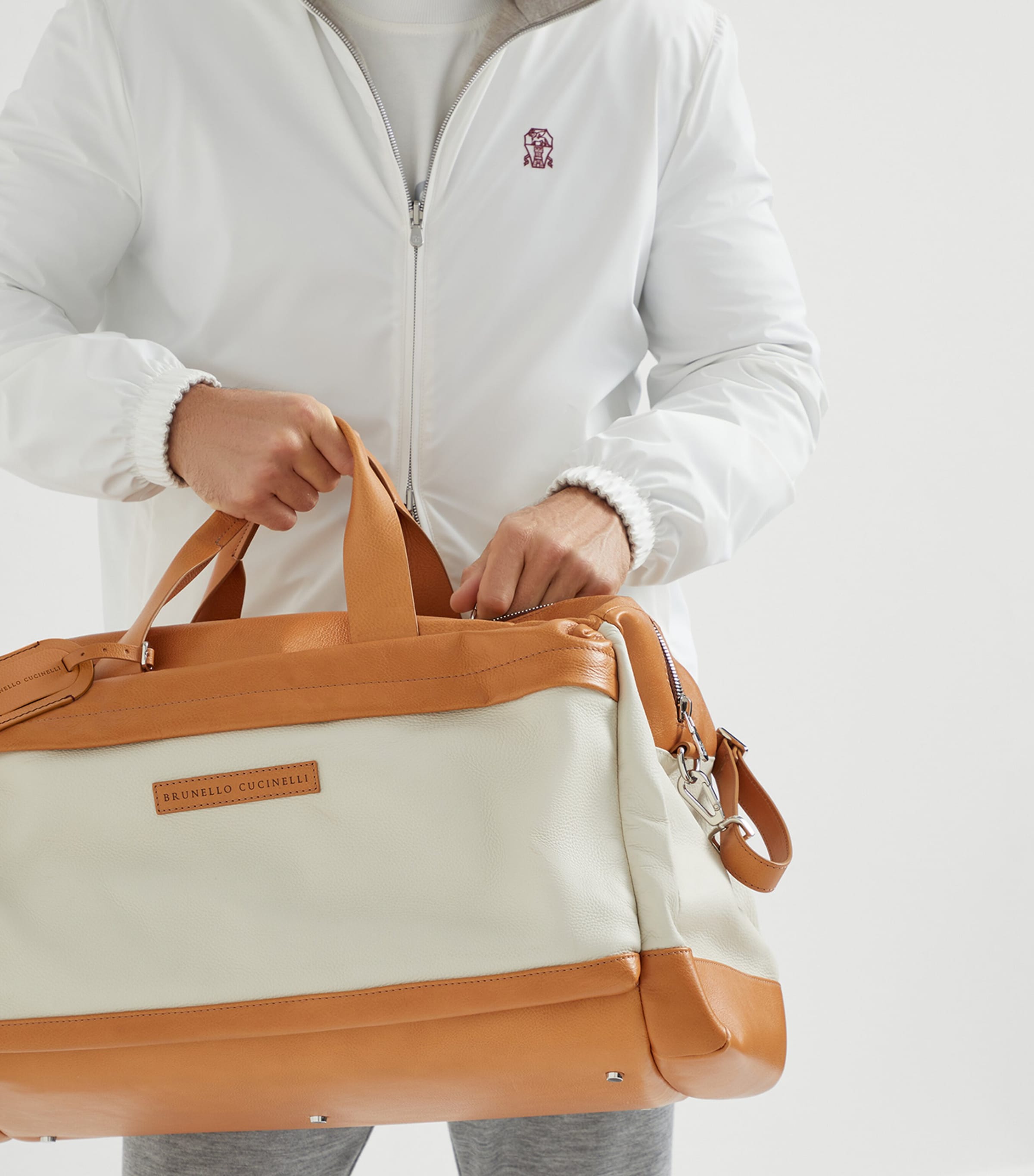 Brunello Cucinelli Grained Calfskin Two-Tone Holdall