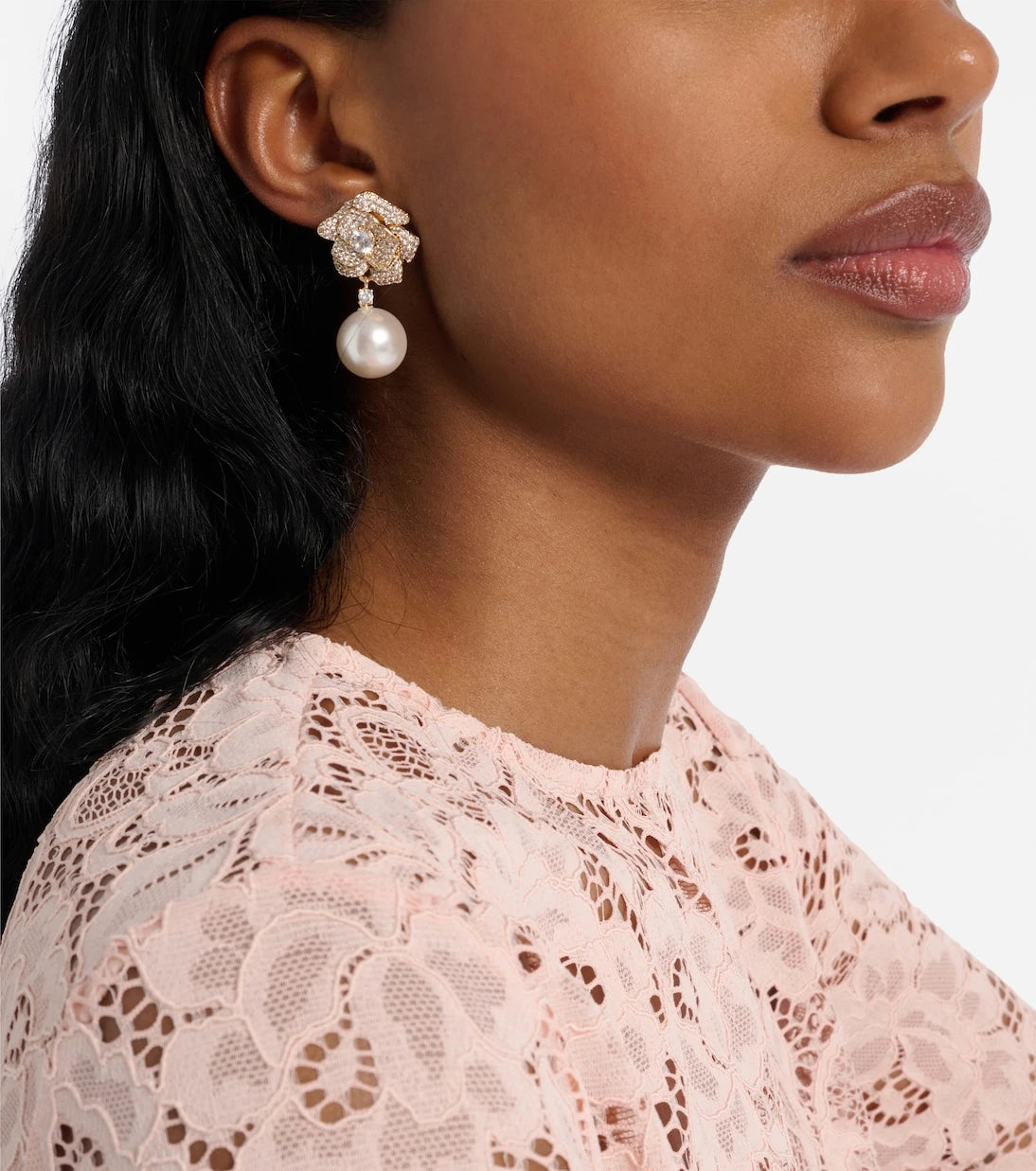 Self-Portrait - Embellished faux pearl drop earrings