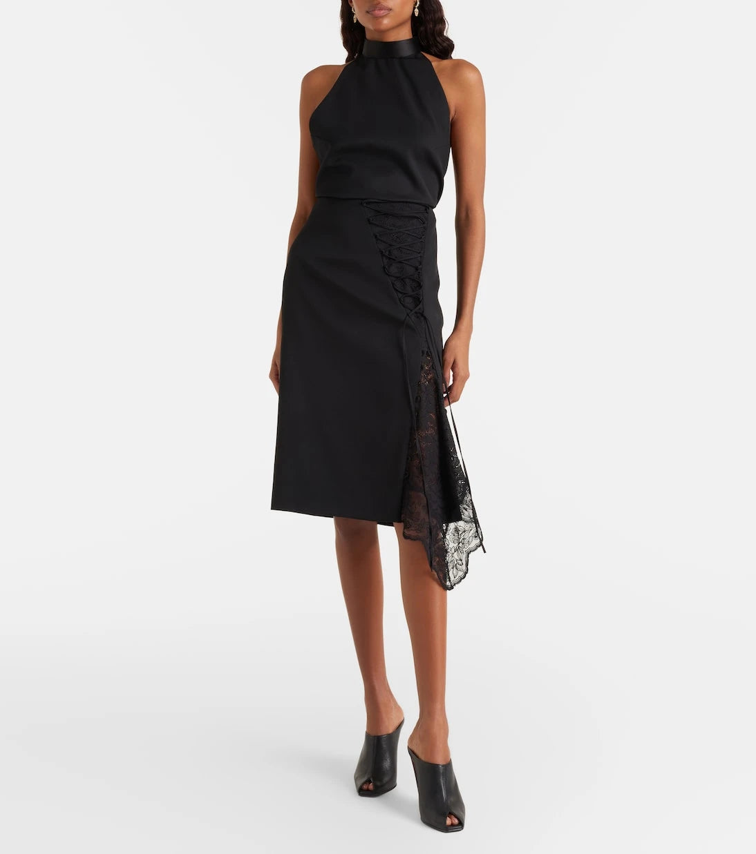 McQueen - Lace-trimmed pencil skirt