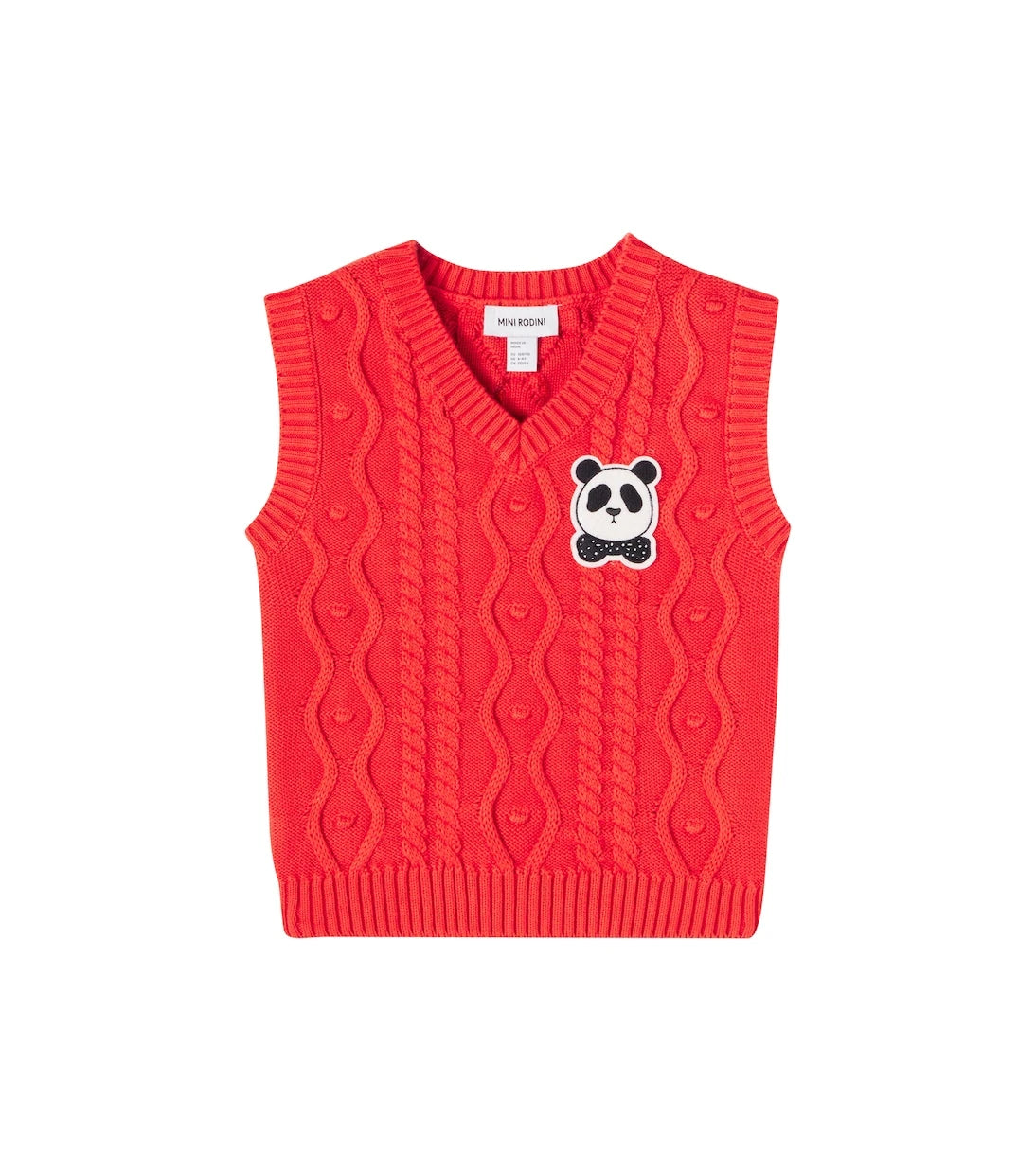 Mini Rodini - Panda cable-knit cotton vest