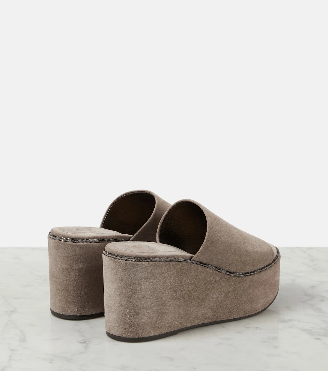 Brunello Cucinelli - Suede platform slides