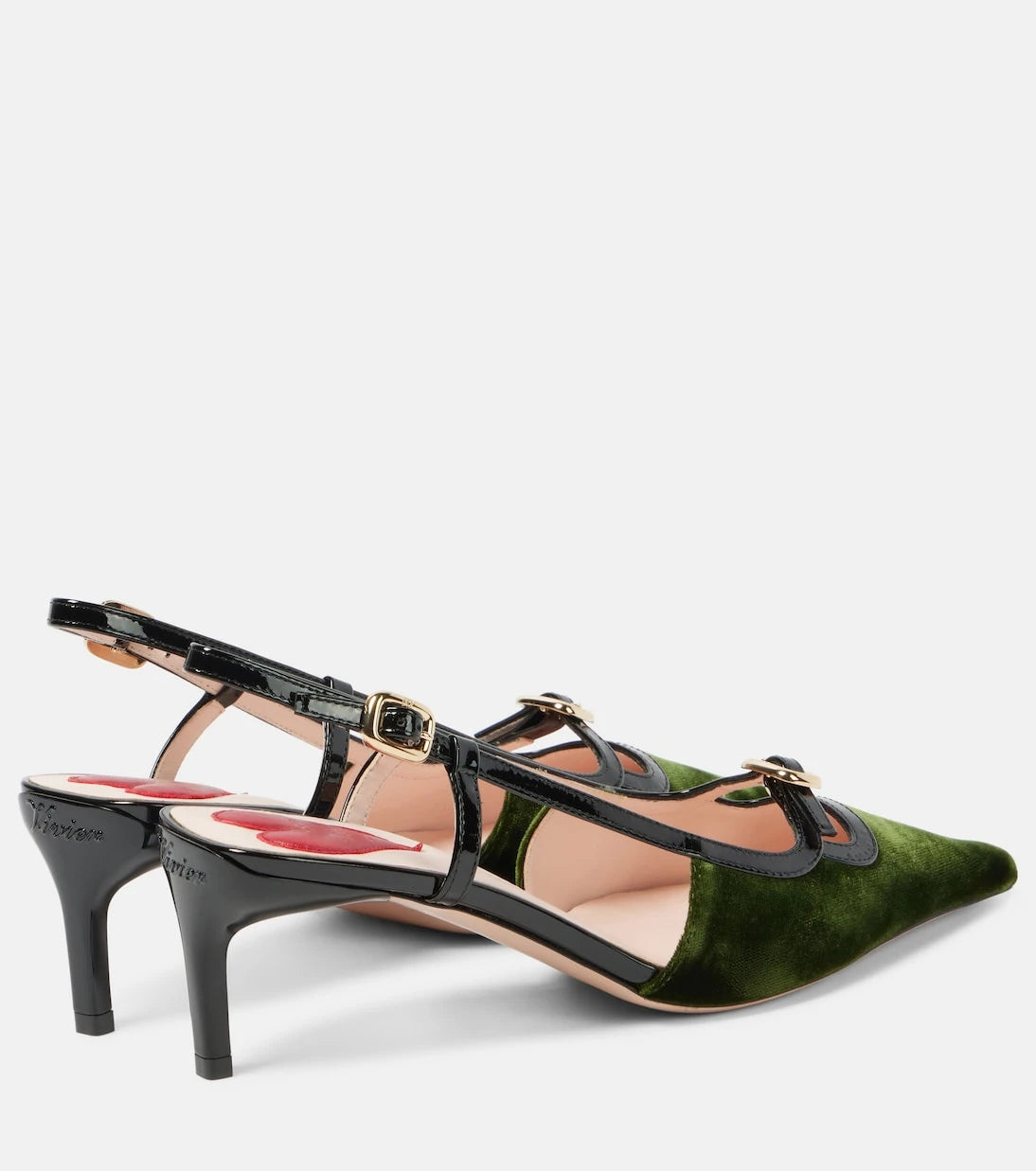 Roger Vivier - حذاء "فيف كانار" مفتوح من الخلف ومزيّن بالجلد بكعب بطة
