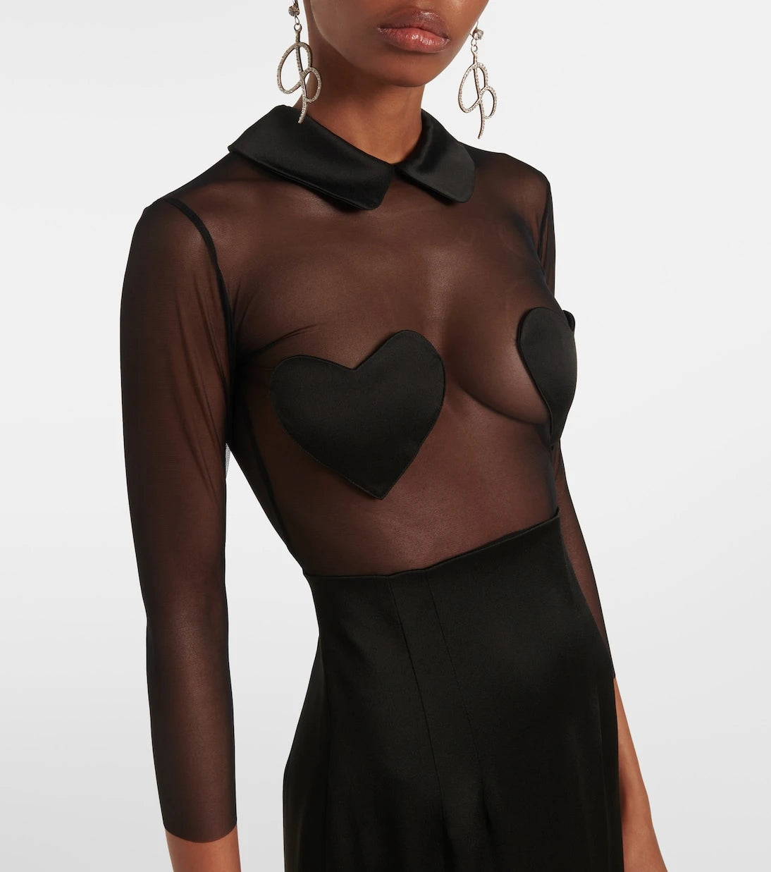 Blumarine - Mesh and satin midi dress