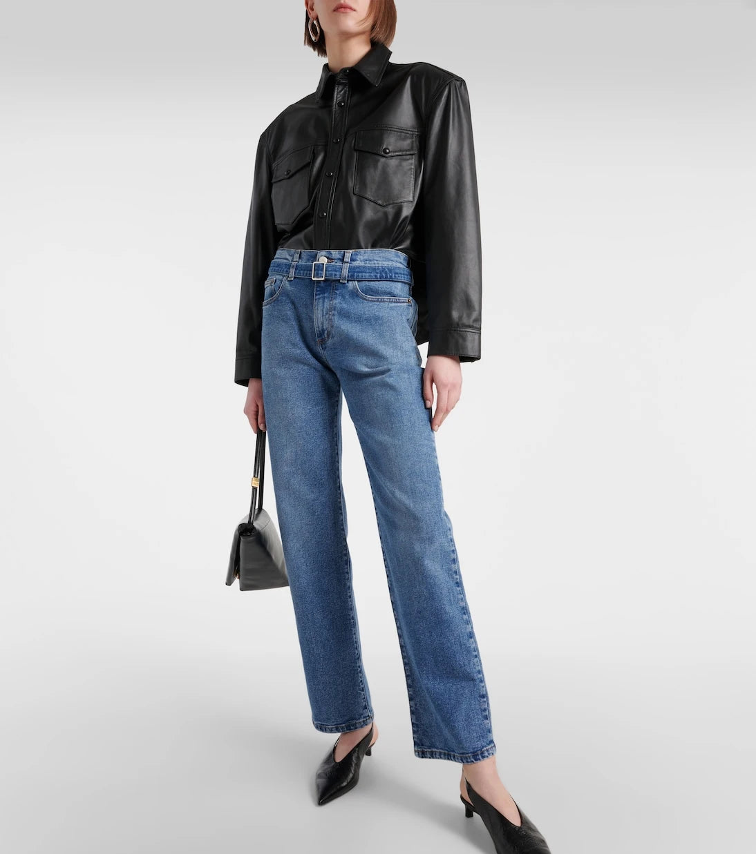 Proenza Schouler - بنطلون جينز إليسوورث بقصة مستقيمة وخصر متوسط الارتفاع