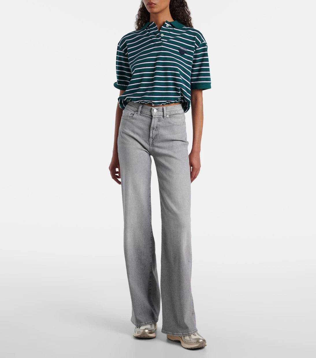 7 For All Mankind - بنطلون جينز لوتا واسع الساق بخصر مرتفع